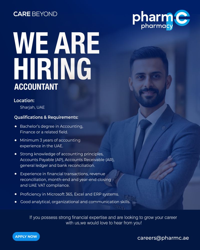 Accountant job at Pharm C Pharmacy in Sharjah