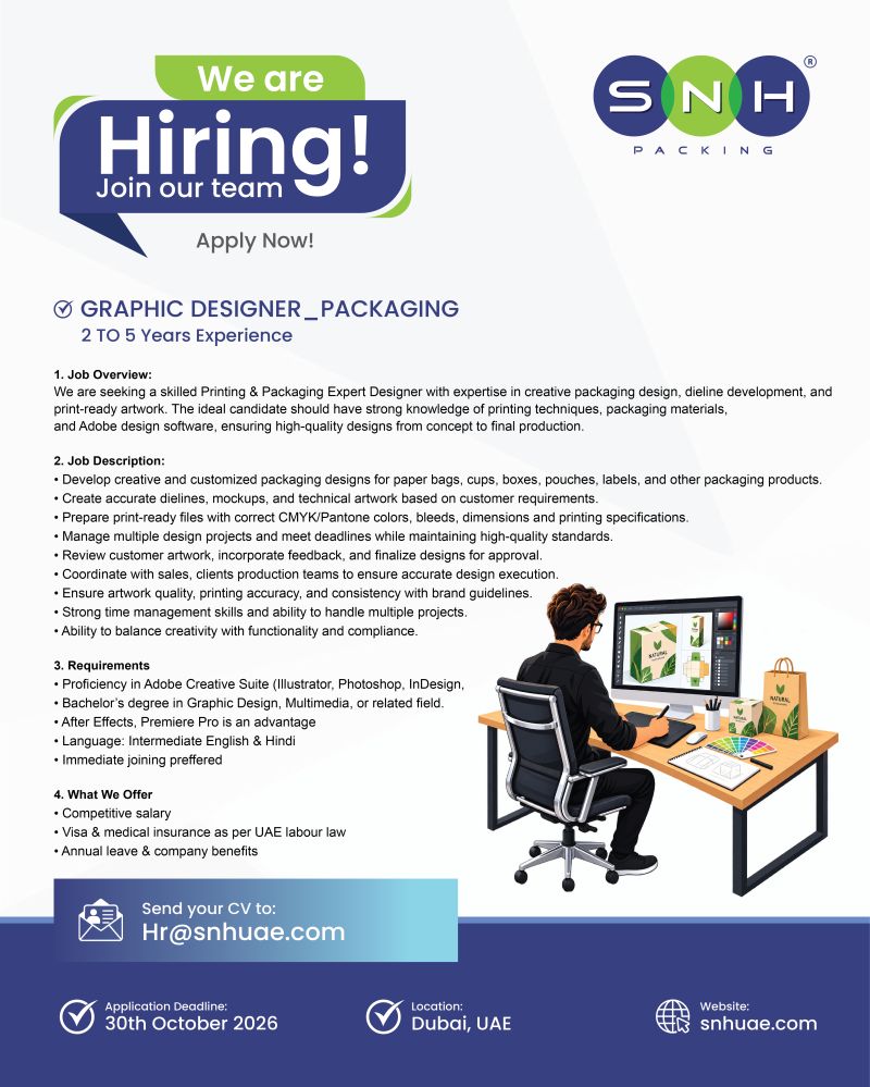 Graphic Designer job at SNH Packing in Dubai