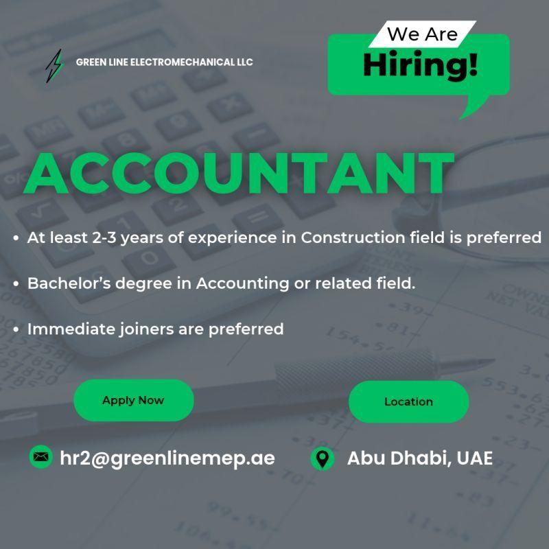 Accountant job at Green Line Electromechanical LLC in Abu Dhabi