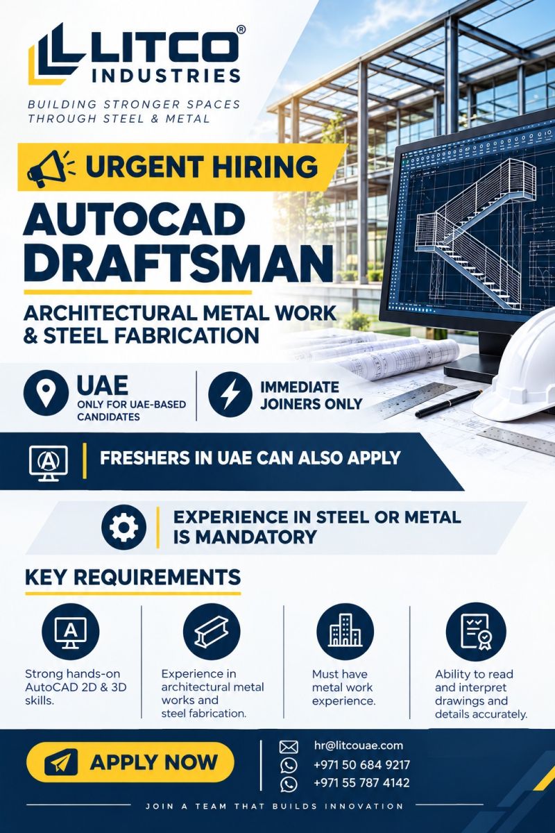 AutoCAD Draftsman job at Litco Industries in UAE