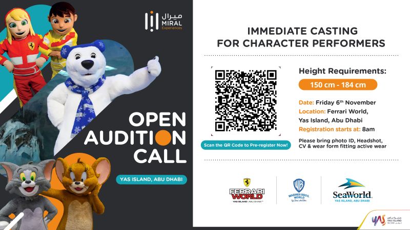 Character Performer walk-in interview at Miral Experiences in Abu Dhabi