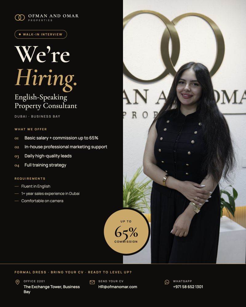 Property Consultant walk-in interview at Ofman and Omar Properties in Dubai