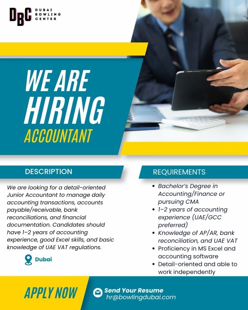 Accountant job at Dubai Bowling Center in Dubai