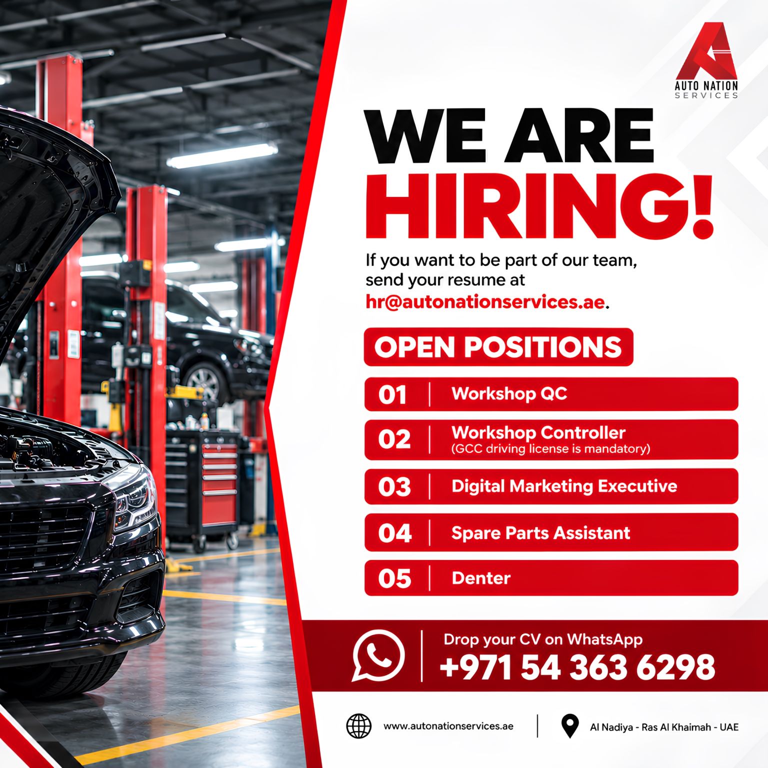 Workshop QC job at Auto Nation Services in Al Nadiya - Ras Al Khaimah - UAE