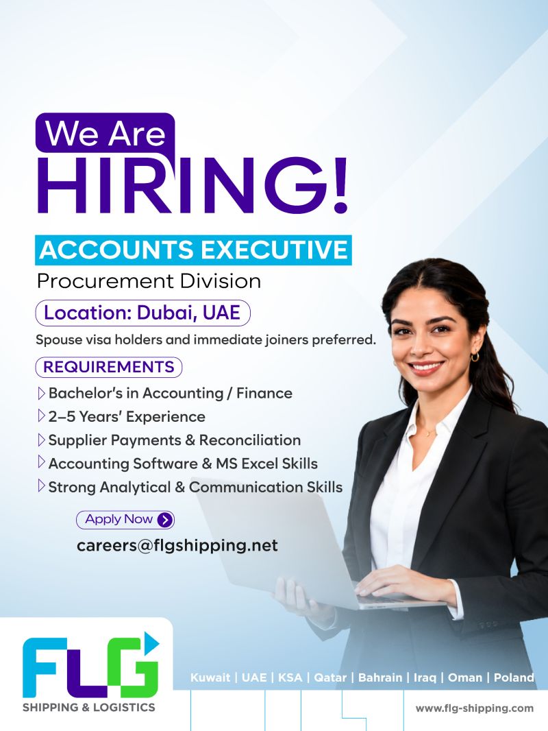 Accounts Executive job at FLG Shipping & Logistics in Dubai