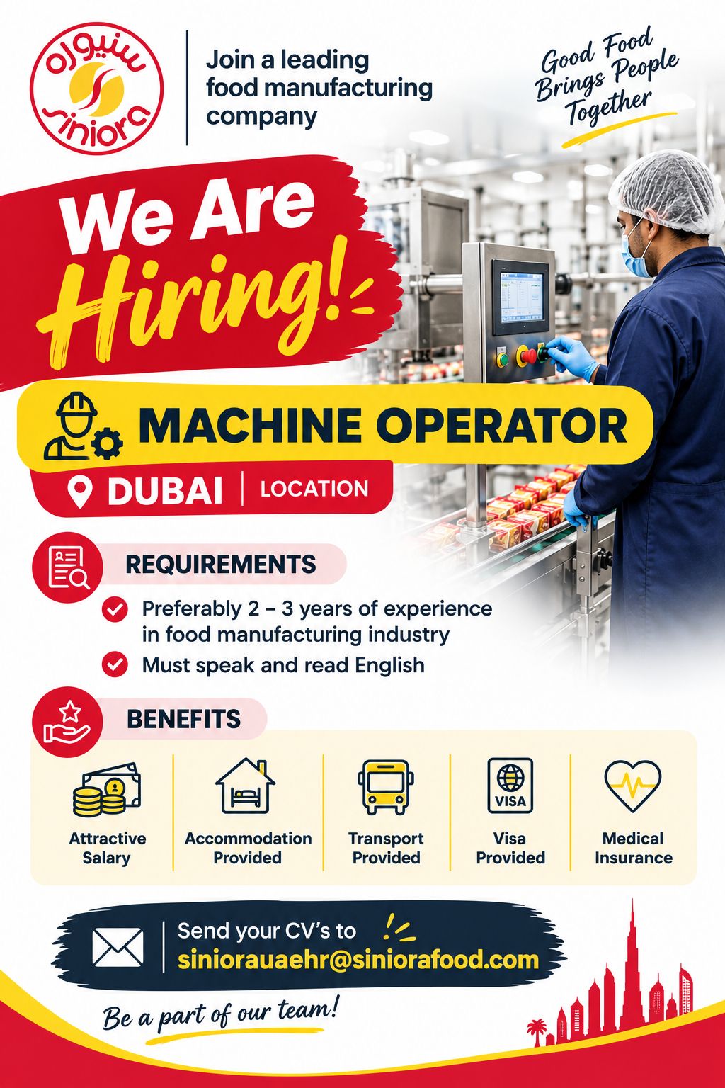 Machine Operator job at Siniora in Dubai