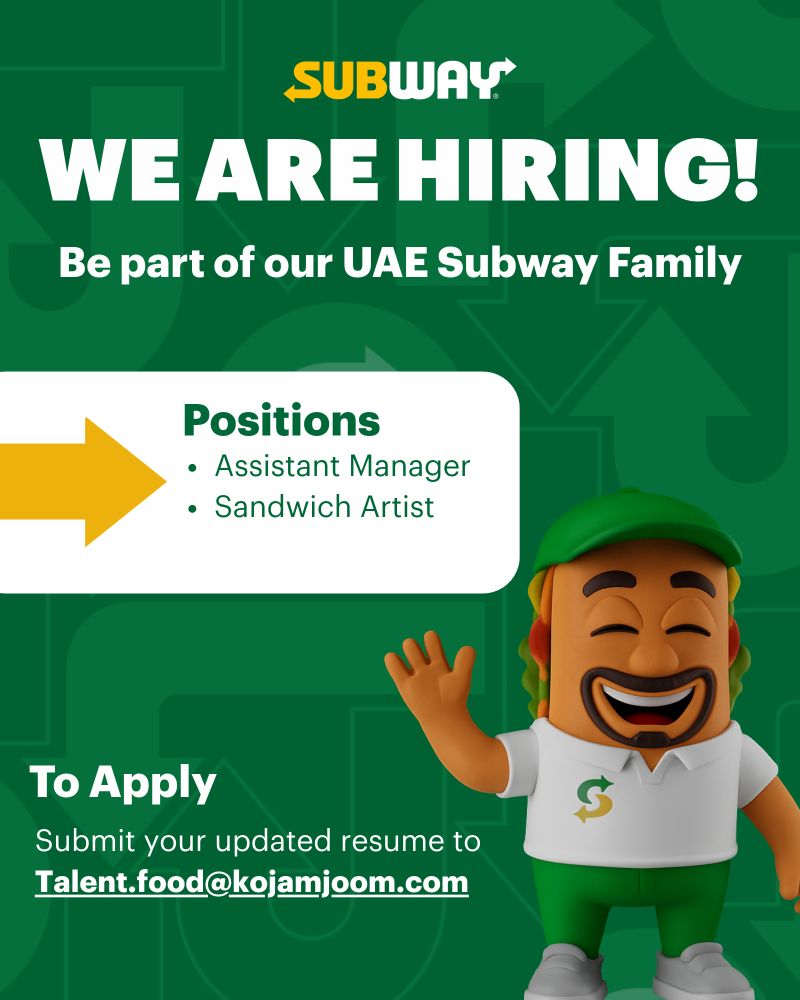 Multiple Positions job at Subway in UAE