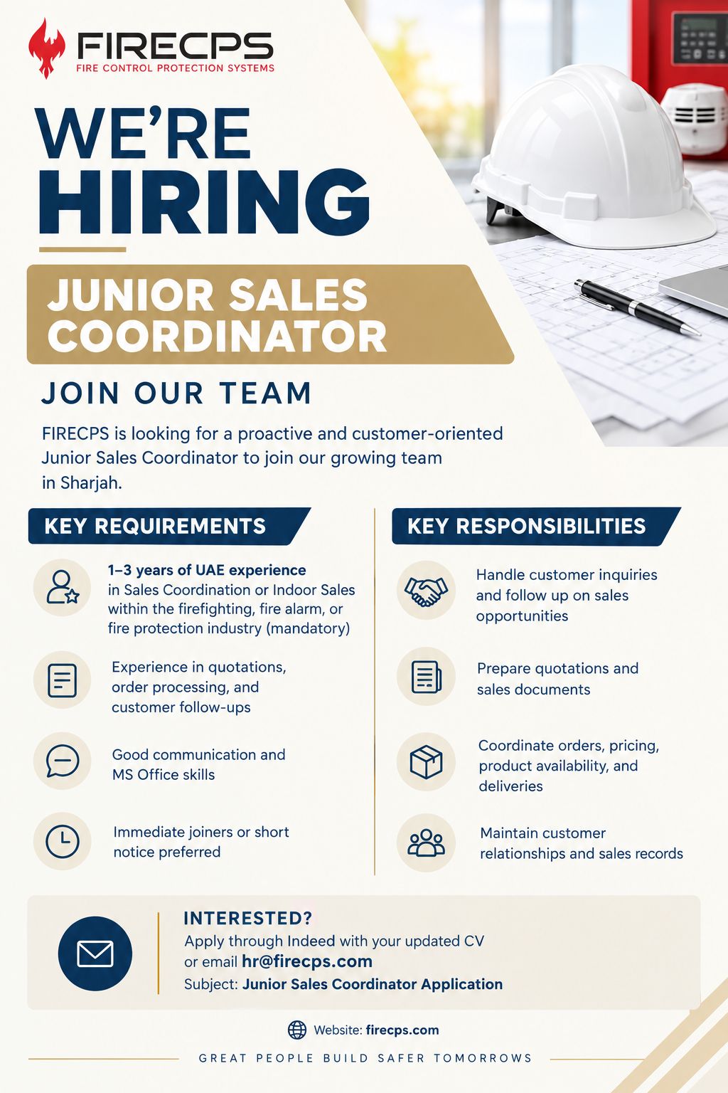 Junior Sales Coordinator job at Firecps in Sharjah