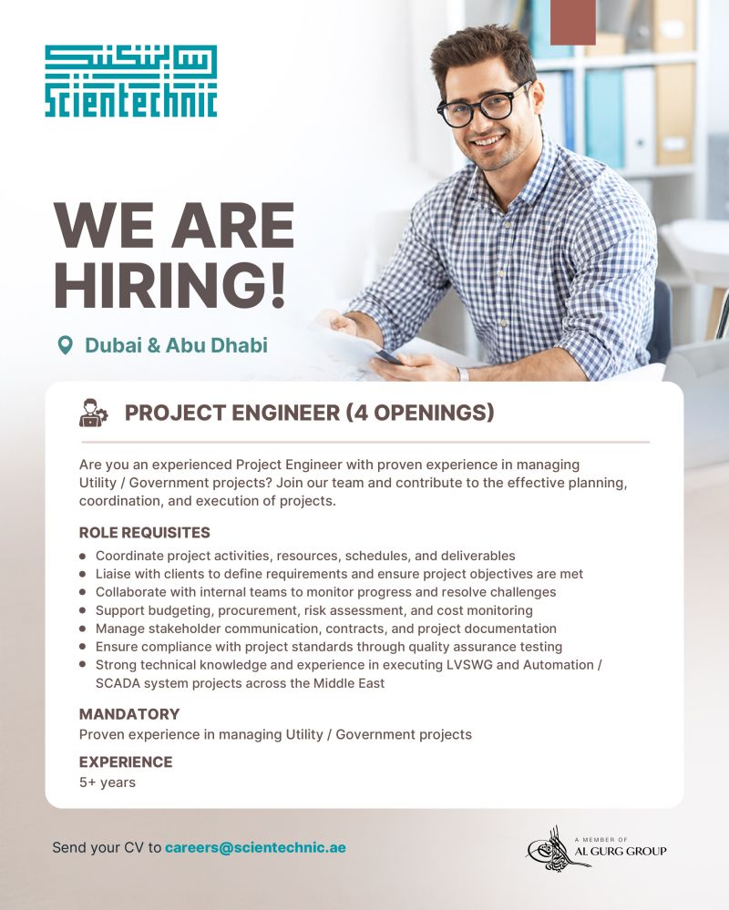 Project Engineer job at Scientechnic in Dubai & Abu Dhabi