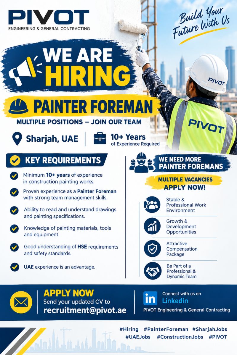 Painter Foreman job at PIVOT in Sharjah