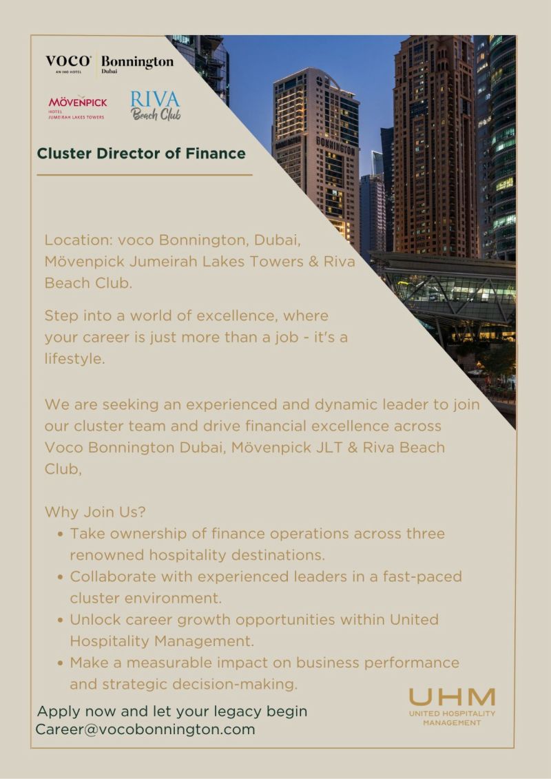 Cluster Director of Finance job at voco Bonnington, Dubai in Dubai