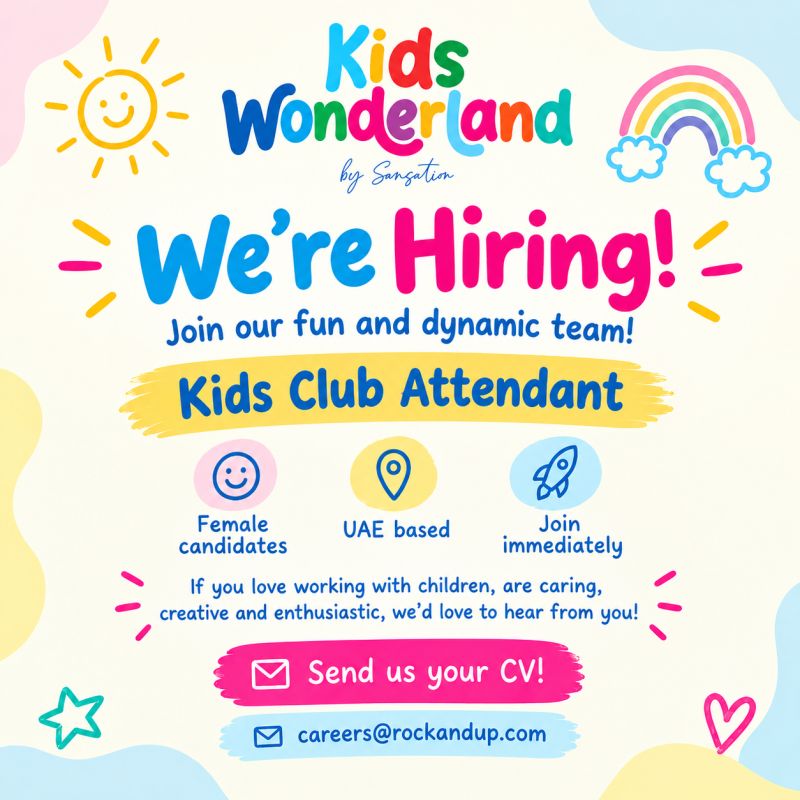 Kids Club Attendant job at Kids Wonderland by Sansation in UAE