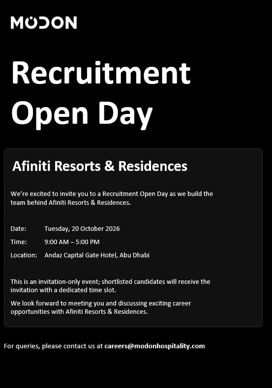 Hospitality Professional walk-in interview at Modon in Abu Dhabi