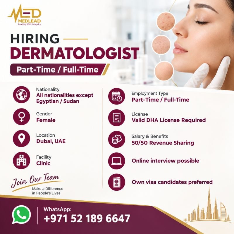 Dermatologist job at Medlead in Dubai