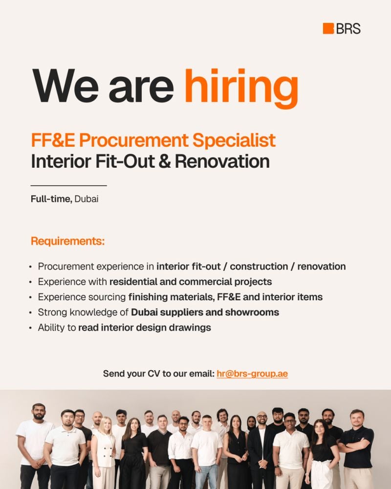 FF&E Procurement Specialist job at BRS in Dubai