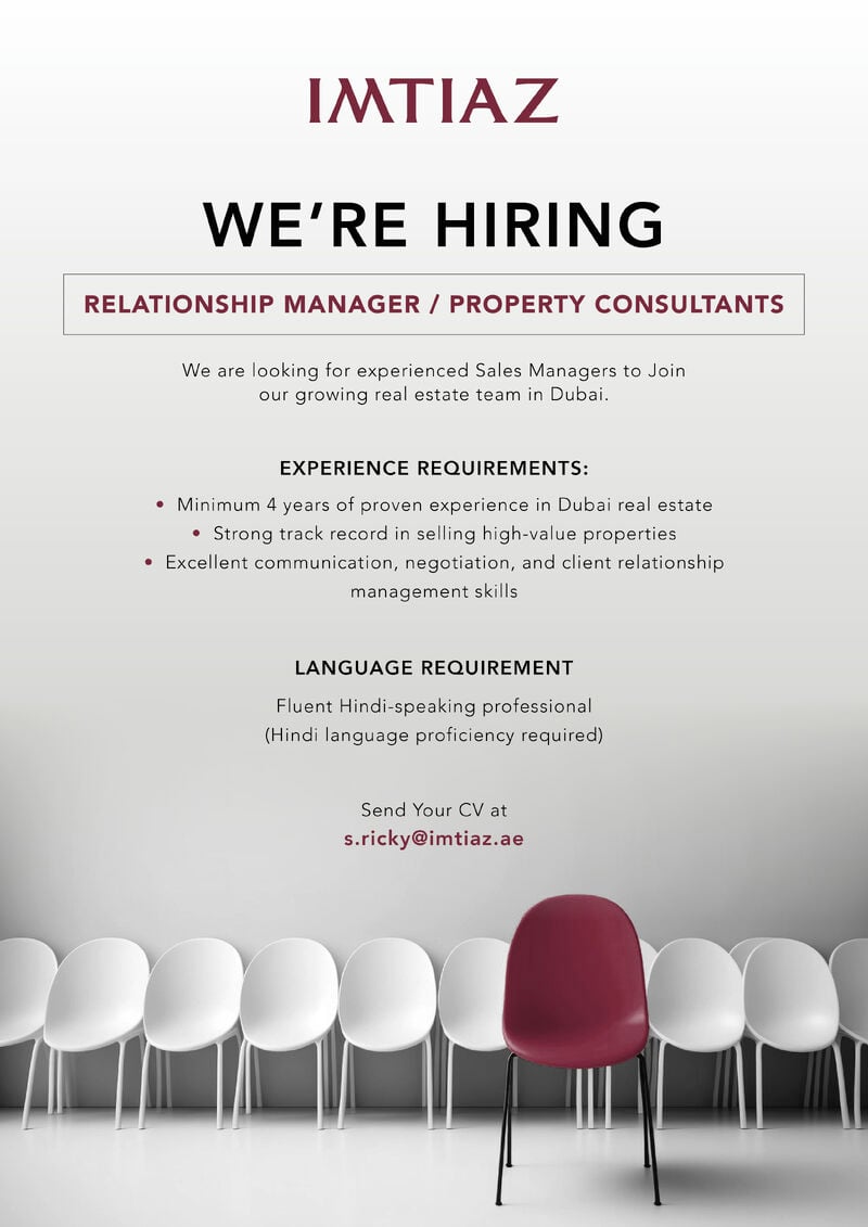 Imtiaz Hiring Relationship Managers / Property Consultants – Dubai - Flyer