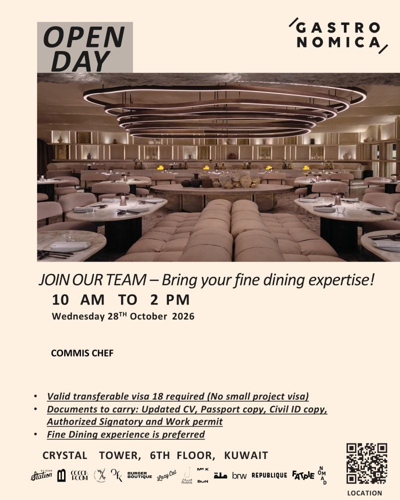 Commis Chef walk-in interview at Gastronomica in Kuwait