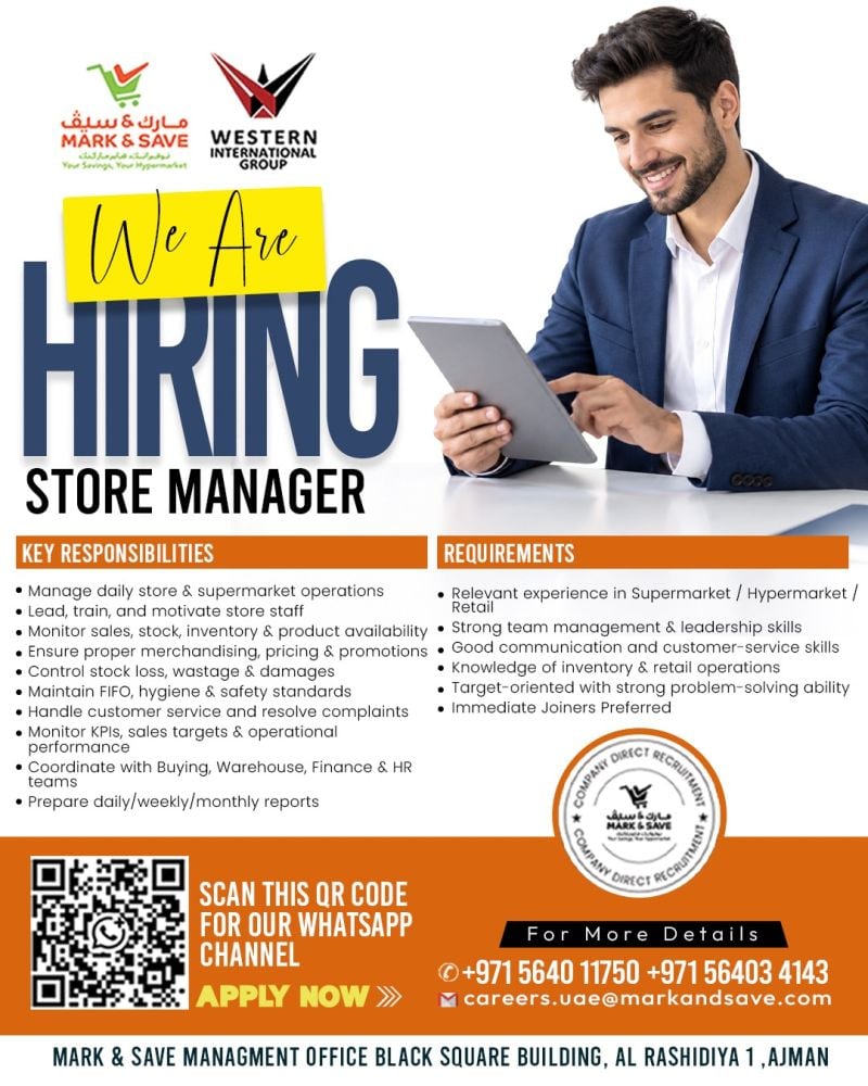 Mark & Save Hiring Store Managers – Ajman - Flyer