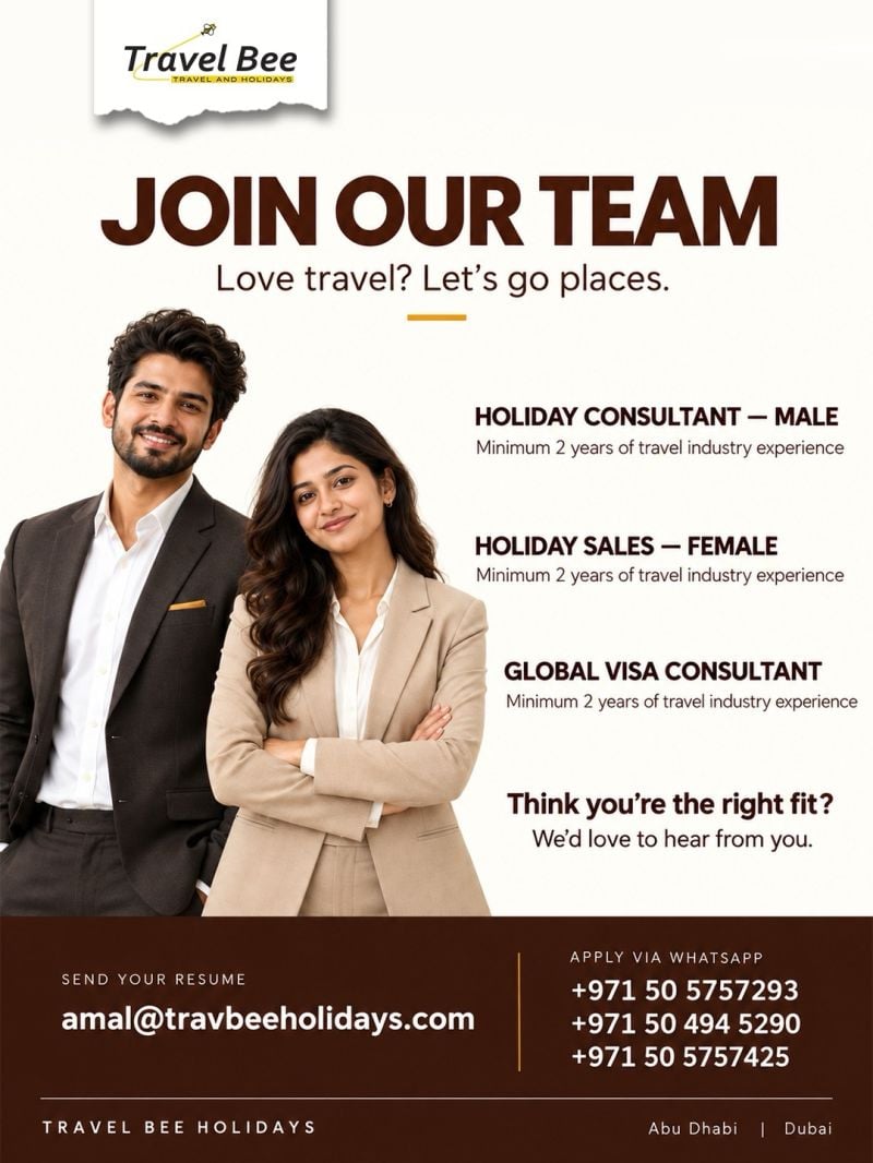 Holiday Consultant job at Travel Bee in Abu Dhabi, Dubai