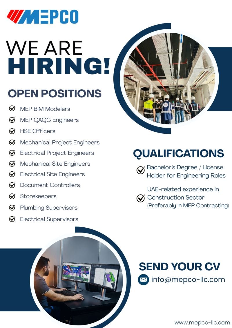MEP Engineer and Supervisor job at MEPCO in UAE