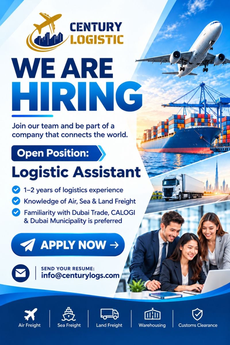 Logistic Assistant job at Century Logistic in Dubai, UAE
