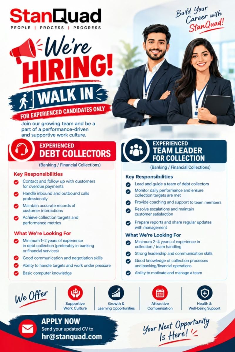 Debt Collector walk-in interview at StanQuad in UAE