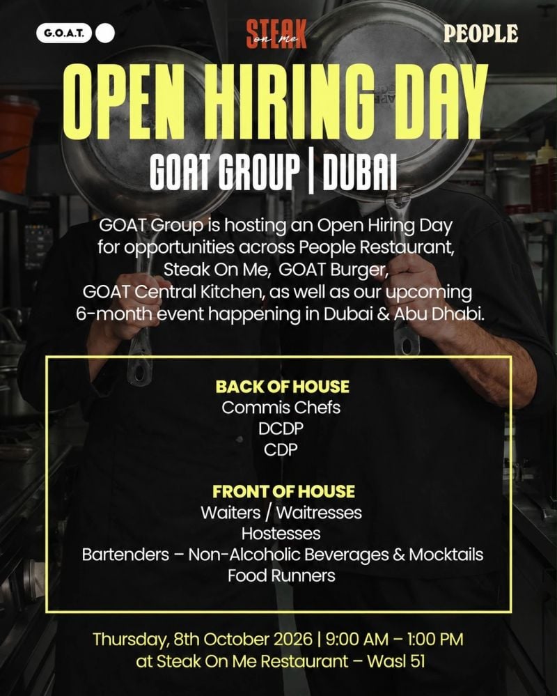 Walk-In Interview - GOAT Group Hiring Open Hiring Day – Dubai & Abu Dhabi - Walk-In Interview Flyer