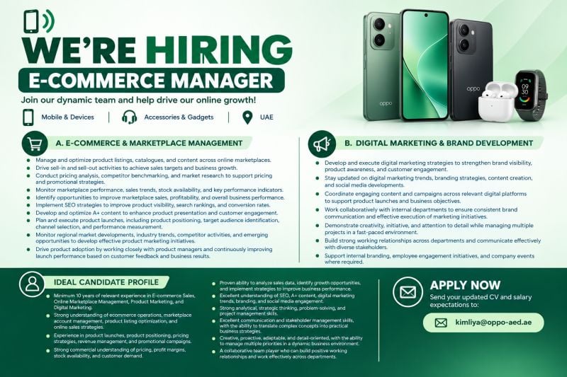 E-Commerce Manager job at OPPO in UAE