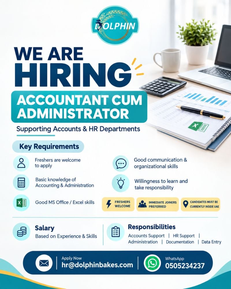 Dolphin Hiring Accountant cum Administrator – UAE - Flyer