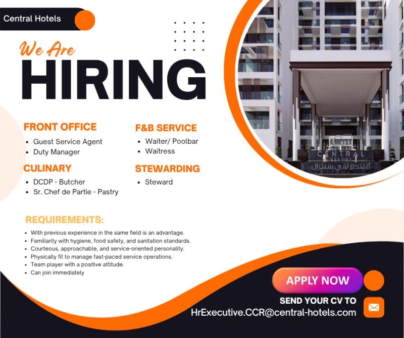 Hotel Staff job at Central Hotels in UAE