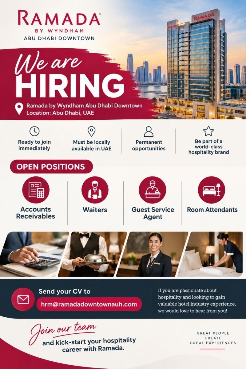 Hotel Staff job at Ramada by Wyndham Abu Dhabi Downtown in Abu Dhabi