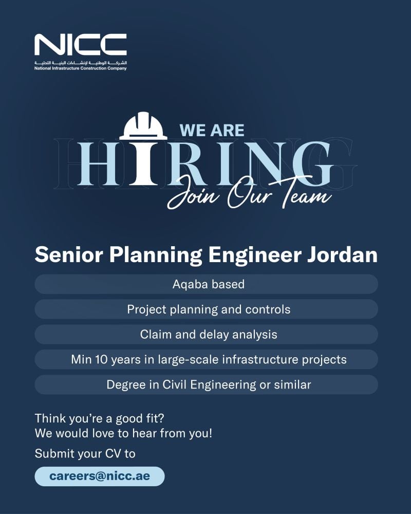 NICC Hiring Senior Planning Engineers – Aqaba - Flyer