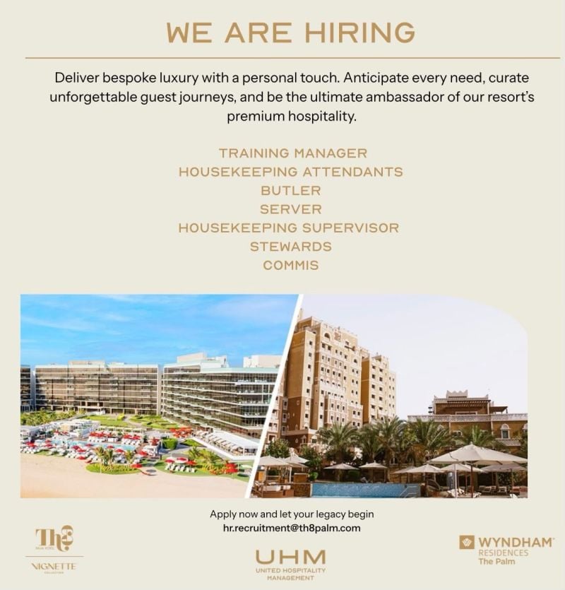 Hotel Staff job at Th8 Palm Dubai in Dubai