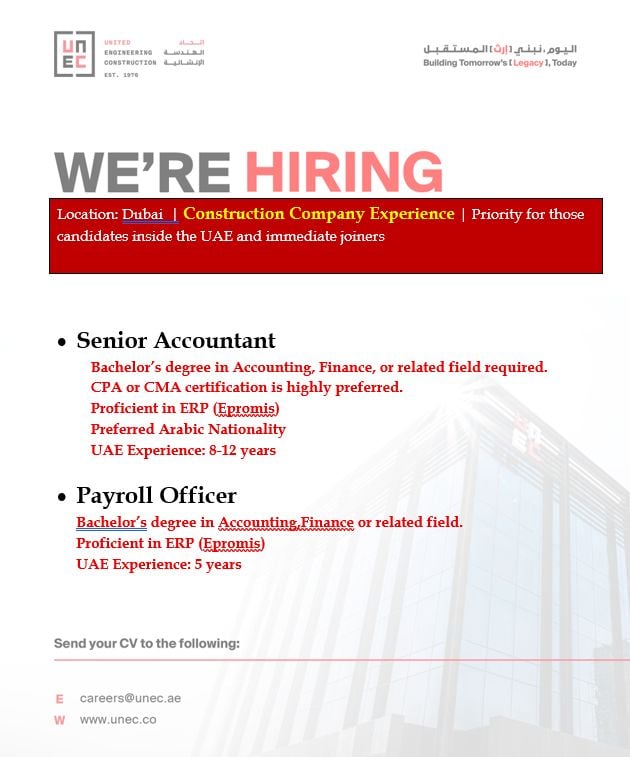 Senior Accountant job at UNEC in Dubai
