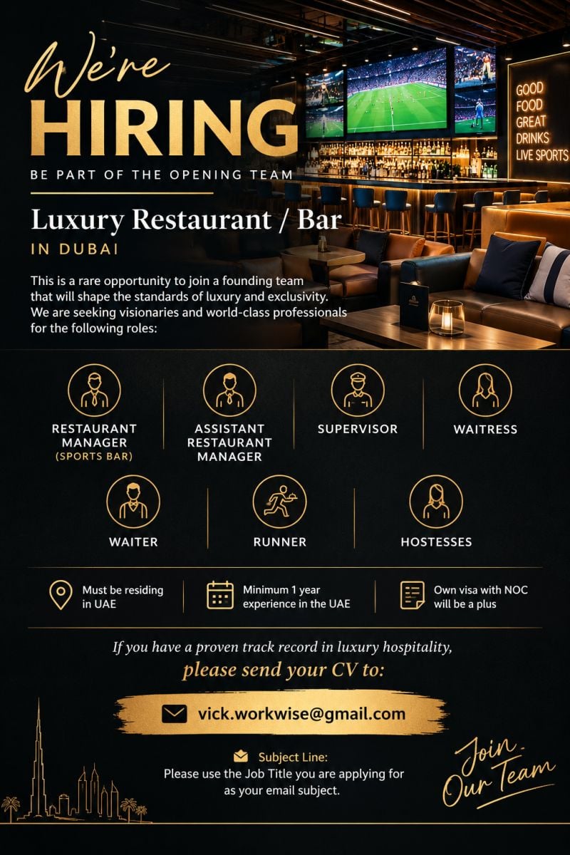 Restaurant Manager job at Luxury Restaurant / Bar in Dubai