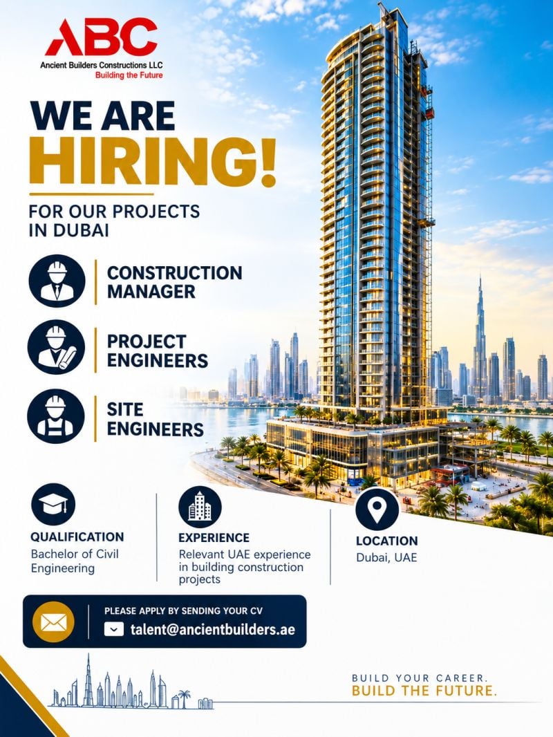Construction Manager job at Ancient Builders Constructions LLC in Dubai, UAE