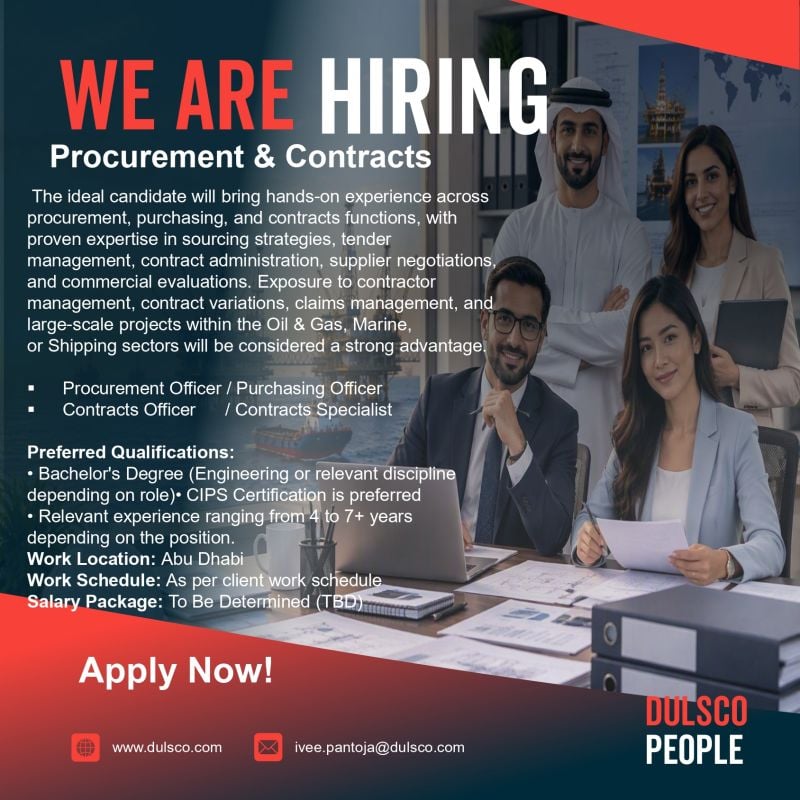 Procurement Officer job at Dulsco People in Abu Dhabi