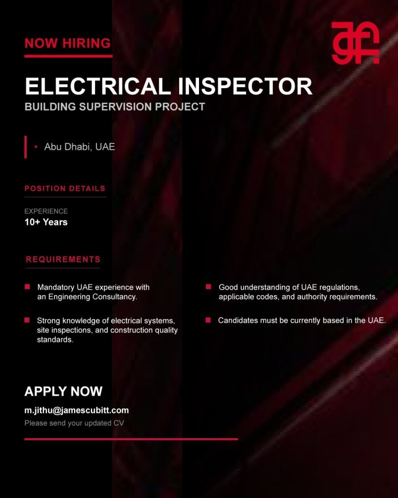 Electrical Inspector job in Abu Dhabi
