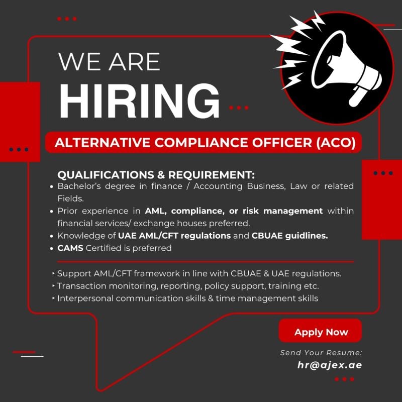 Alternative Compliance Officer job in UAE