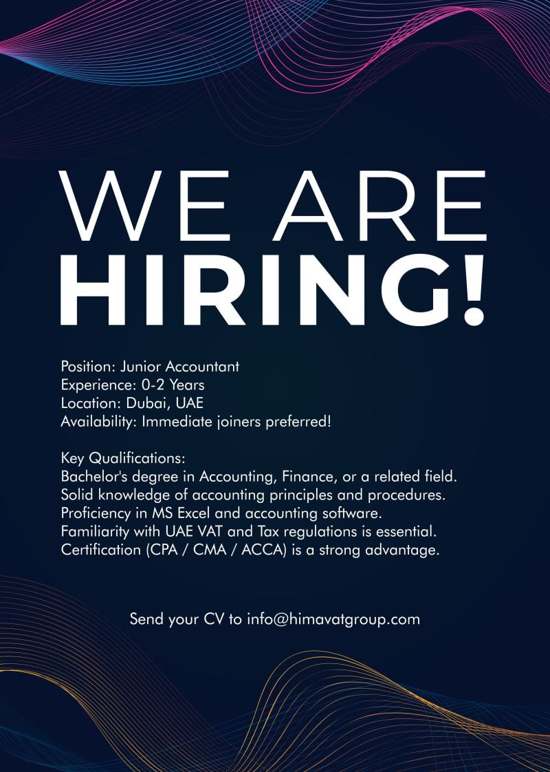 Junior Accountant job in Dubai, UAE
