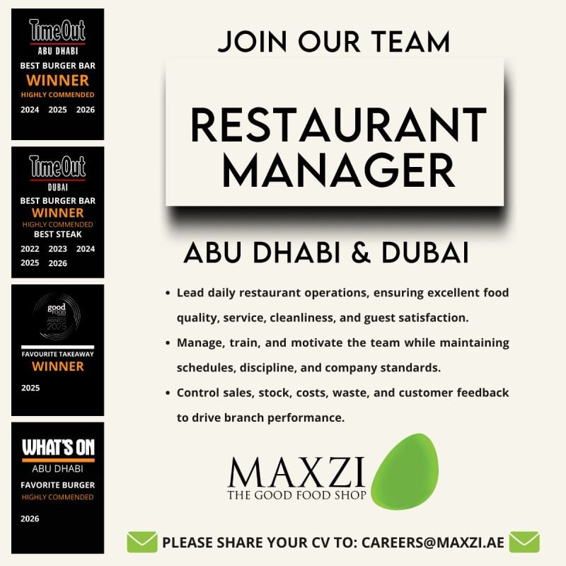 Maxzi Hiring Restaurant Managers – Abu Dhabi & Dubai - Flyer