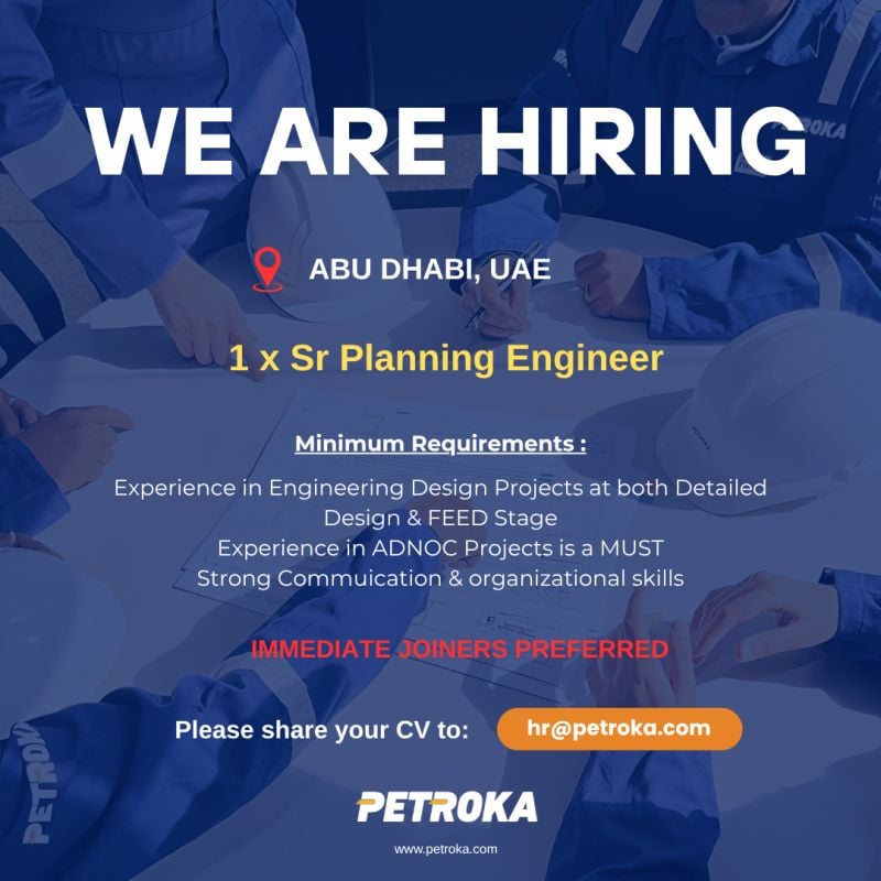 Petroka Hiring Sr Planning Engineer – Abu Dhabi - Flyer