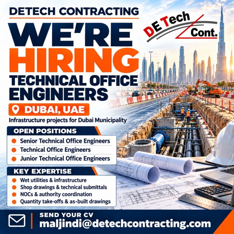 Technical Office Engineer job at Detech Contracting in Dubai