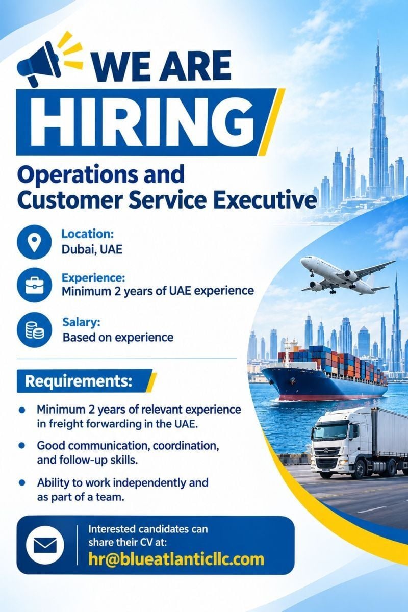 Operations and Customer Service Executive job at Blue Atlantic LLC in Dubai