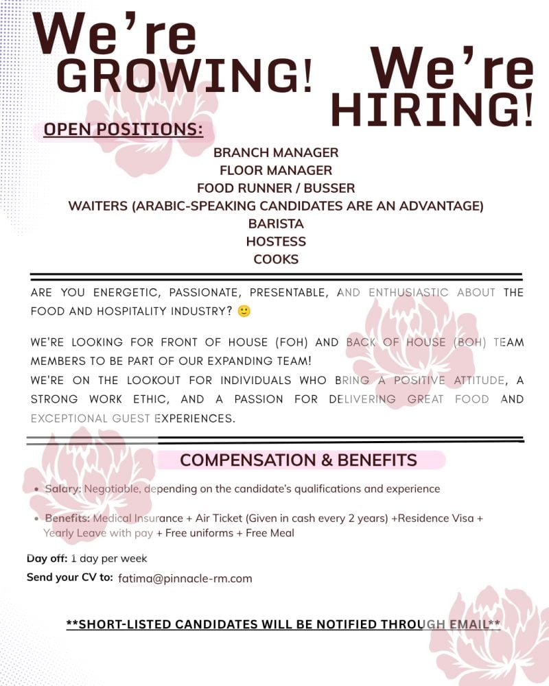 Hospitality Staff job at Pinnacle RM in UAE