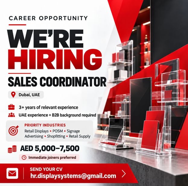 Sales Coordinator Vacancy in Dubai - Flyer