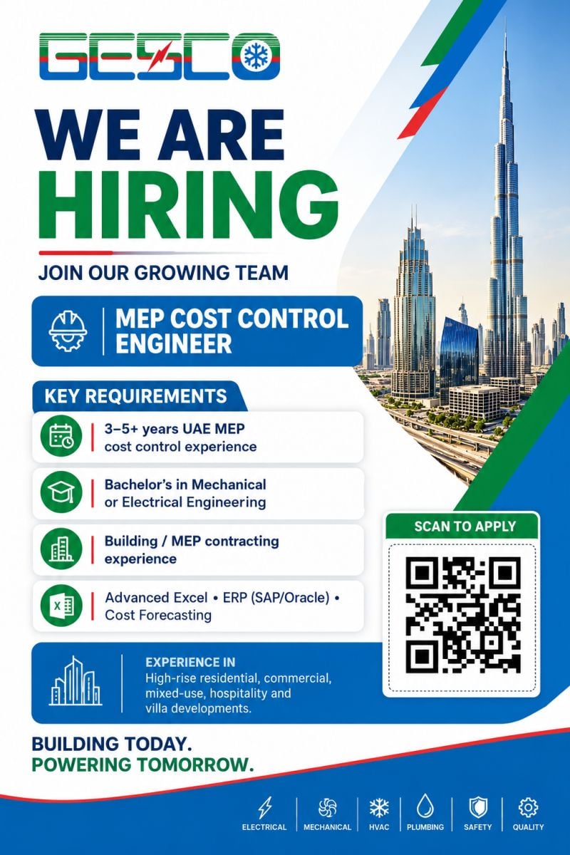 MEP Cost Control Engineer job at Gesco in UAE