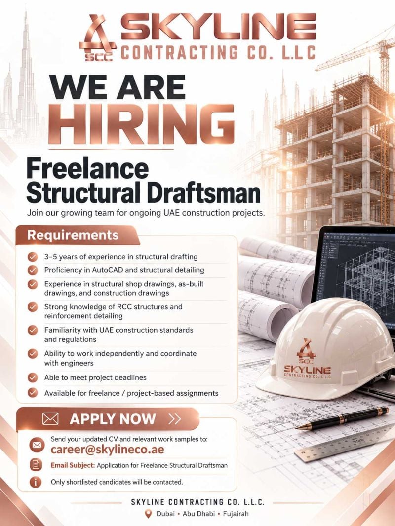 Structural Draftsman job at Skyline Contracting Co. L.L.C in Dubai, Abu Dhabi, Fujairah