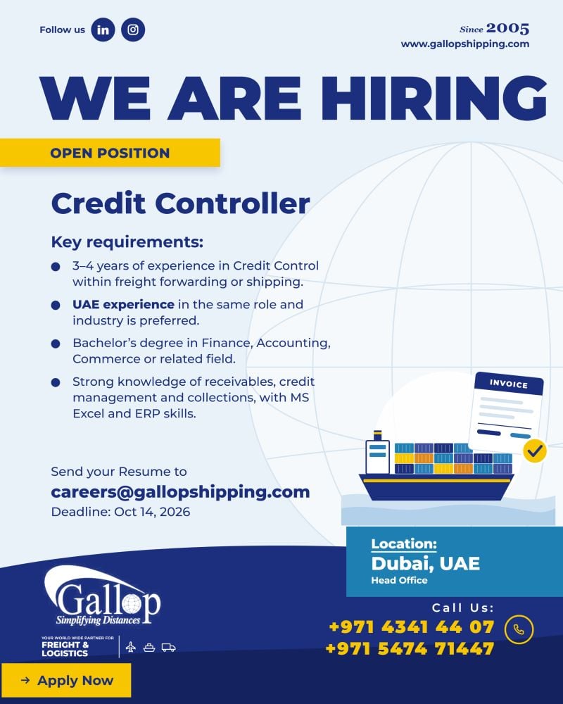 Gallop Shipping Hiring Credit Controller β Dubai - Flyer