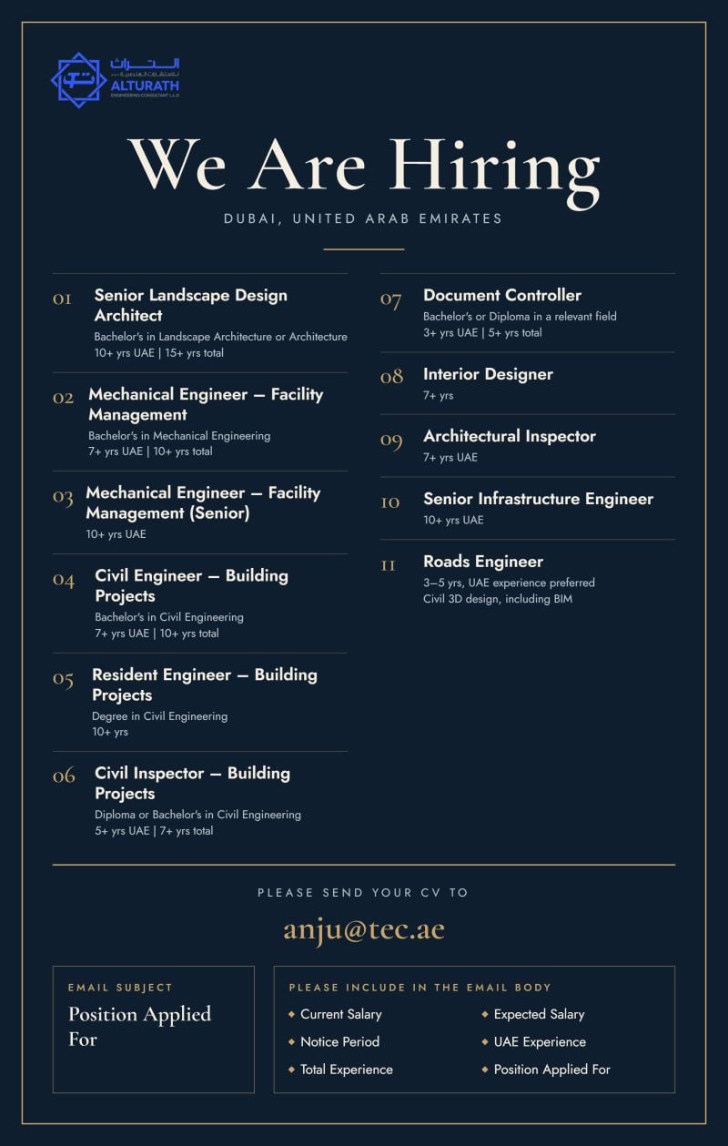 Alturath Engineering Consultant Hiring Engineers β Dubai - Flyer